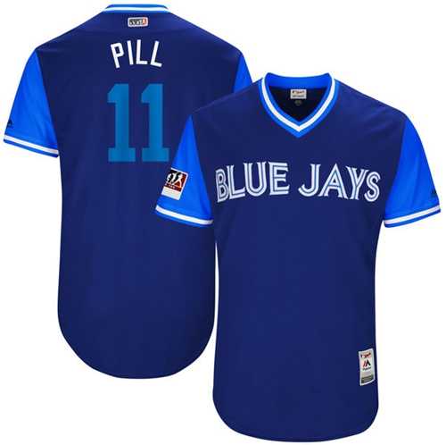 Men's Toronto Blue Jays #11 Kevin Pillar Light Blue Pill Players Weekend Authentic Stitched MLB