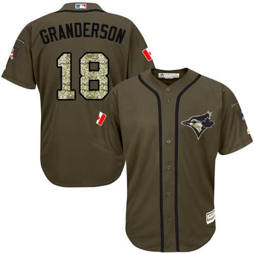 Men's Toronto Blue Jays #18 Curtis Granderson Green Salute to Service Stitched MLB