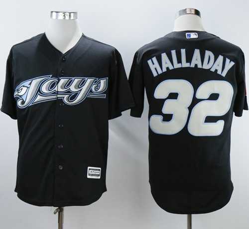 Men's Toronto Blue Jays #32 Roy Halladay Black 2008 Turn Back The Clock Stitched MLB Jersey