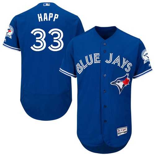 Men's Toronto Blue Jays #33 J.A. Happ Blue Flexbase Authentic Collection Stitched MLB Jersey