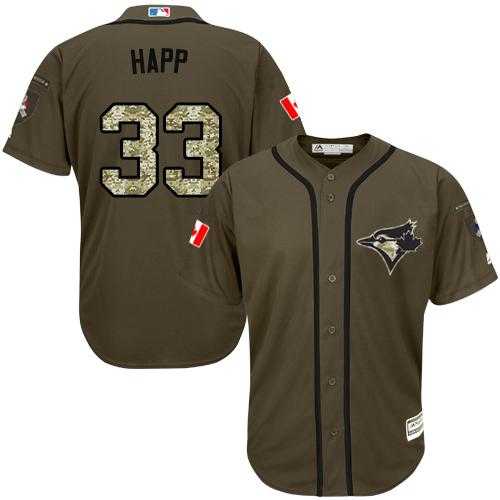 Men's Toronto Blue Jays #33 J.A. Happ Green Salute to Service Stitched MLB Jersey