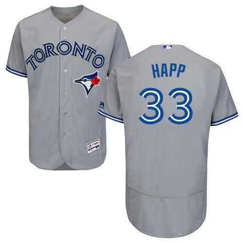 Men's Toronto Blue Jays #33 J.A. Happ Grey Flexbase Authentic Collection Stitched MLB Jersey