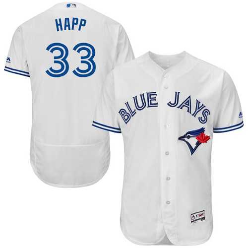 Men's Toronto Blue Jays #33 J.A. Happ White Flexbase Authentic Collection Stitched MLB Jersey