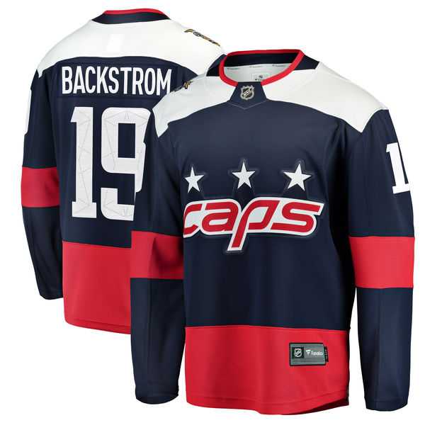 Men's Washington Capitals #19 Nicklas Backstrom Fanatics Branded Navy 2018 NHL Stadium Series Breakaway Stitched NHL