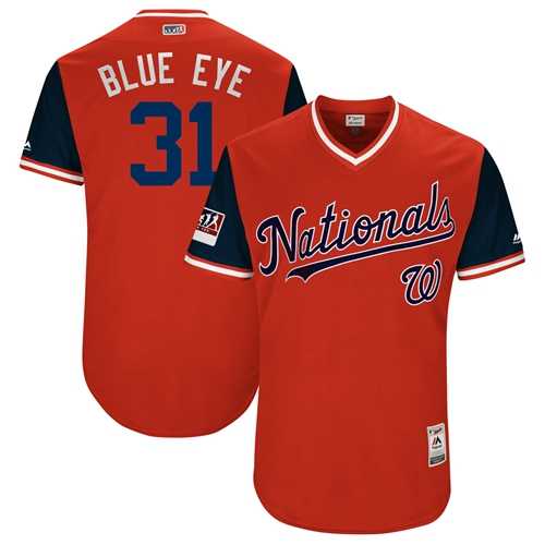 Men's Washington Nationals #31 Max Scherzer Red Blue Eye Players Weekend Authentic Stitched MLB