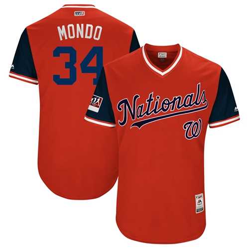 Men's Washington Nationals #34 Bryce Harper Red Mondo Players Weekend Authentic Stitched MLB