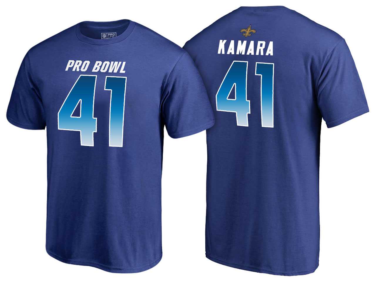 Men Alvin Kamara New Orleans Saints NFC Royal 2018 Pro Bowl Name & Number T-Shirt