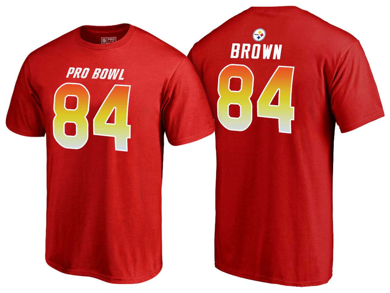 Men Antonio Brown Pittsburgh Steelers AFC Red 2018 Pro Bowl Name & Number T-Shirt