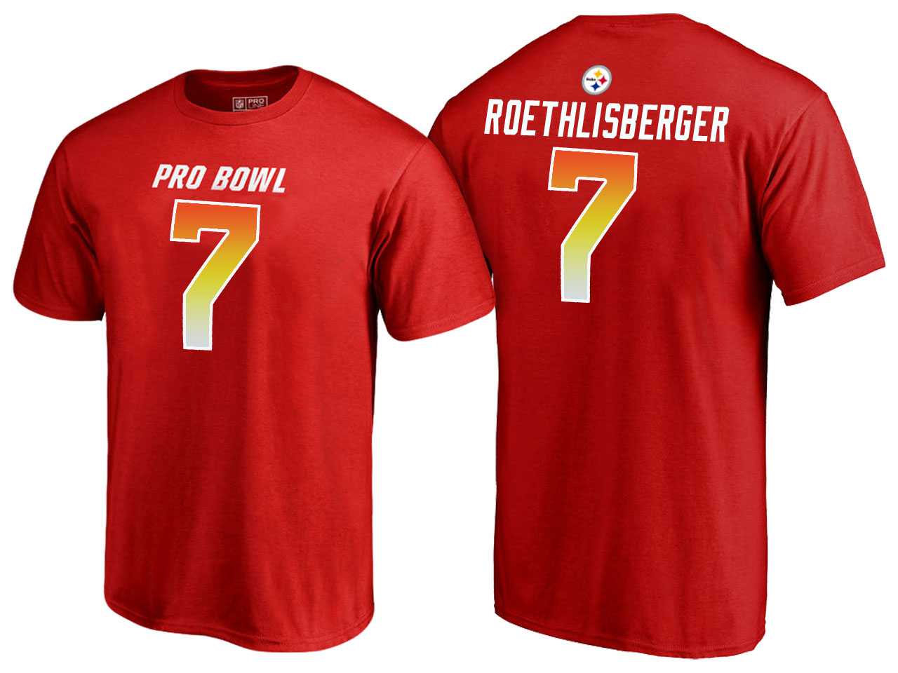 Men Ben Roethlisberger Pittsburgh Steelers AFC Red 2018 Pro Bowl Name & Number T-Shirt