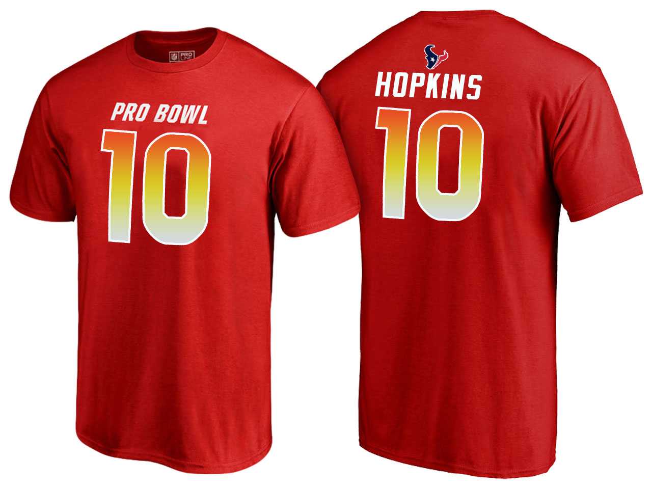 Men DeAndre Hopkins Houston Texans AFC Red 2018 Pro Bowl Name & Number T-Shirt