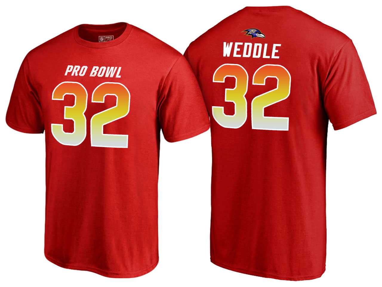 Men Eric Weddle Baltimore Ravens AFC Red 2018 Pro Bowl Name & Number T-Shirt