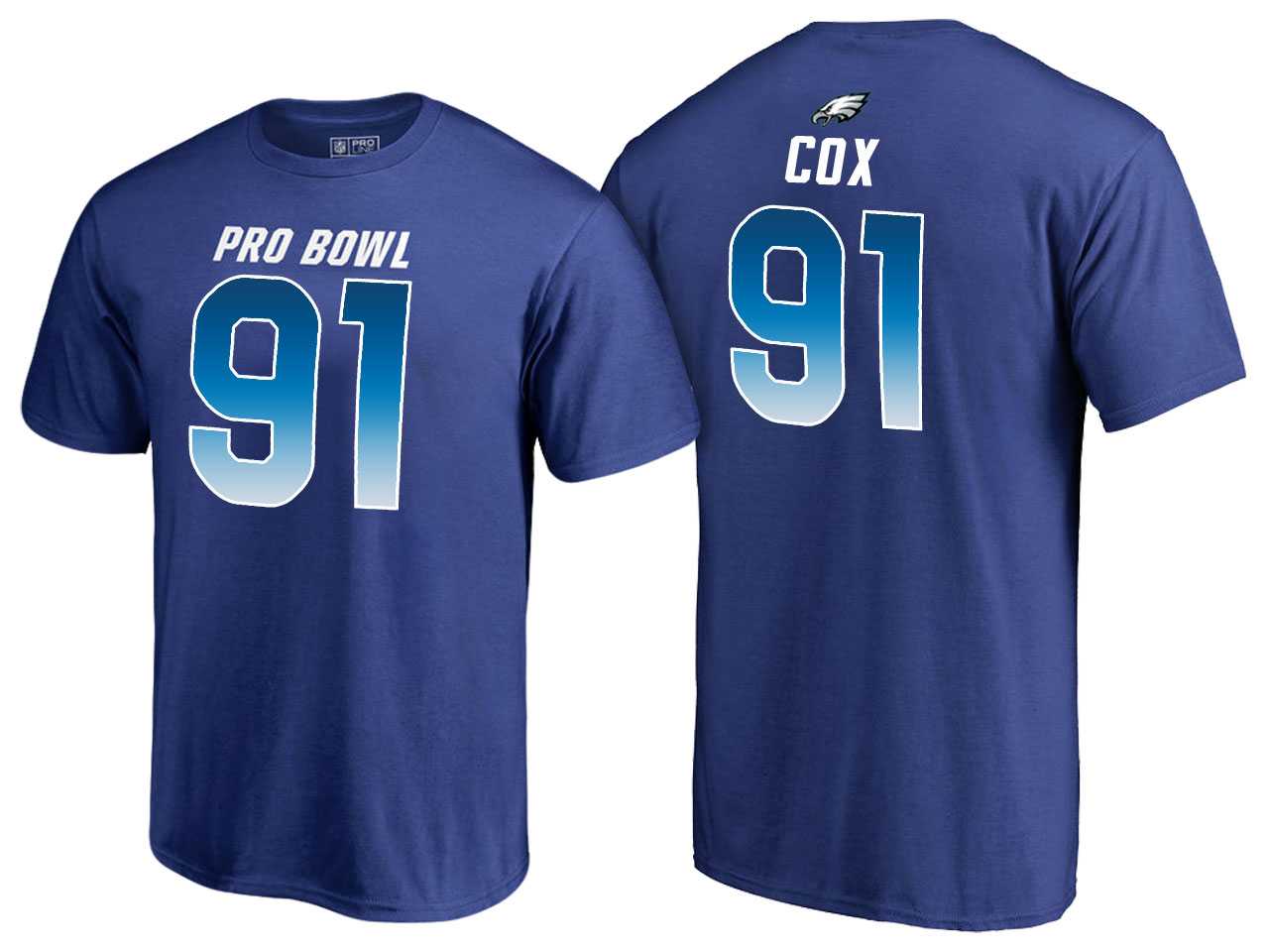 Men Fletcher Cox Philadelphia Eagles NFC Royal 2018 Pro Bowl Name & Number T-Shirt