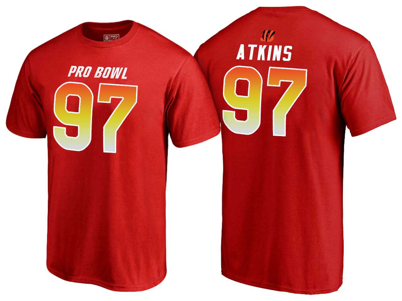 Men Geno Atkins Cincinnati Bengals AFC Red 2018 Pro Bowl Name & Number T-Shirt
