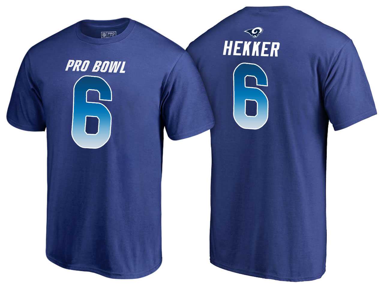 Men Johnny Hekker Los Angeles Rams NFC Royal 2018 Pro Bowl Name & Number T-Shirt