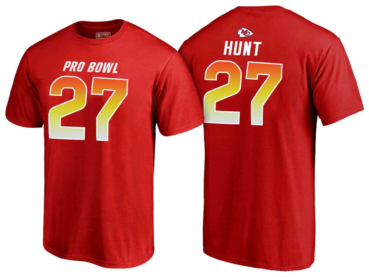 Men Kareem Hunt Kansas City Chiefs AFC Red 2018 Pro Bowl Name & Number T-Shirt