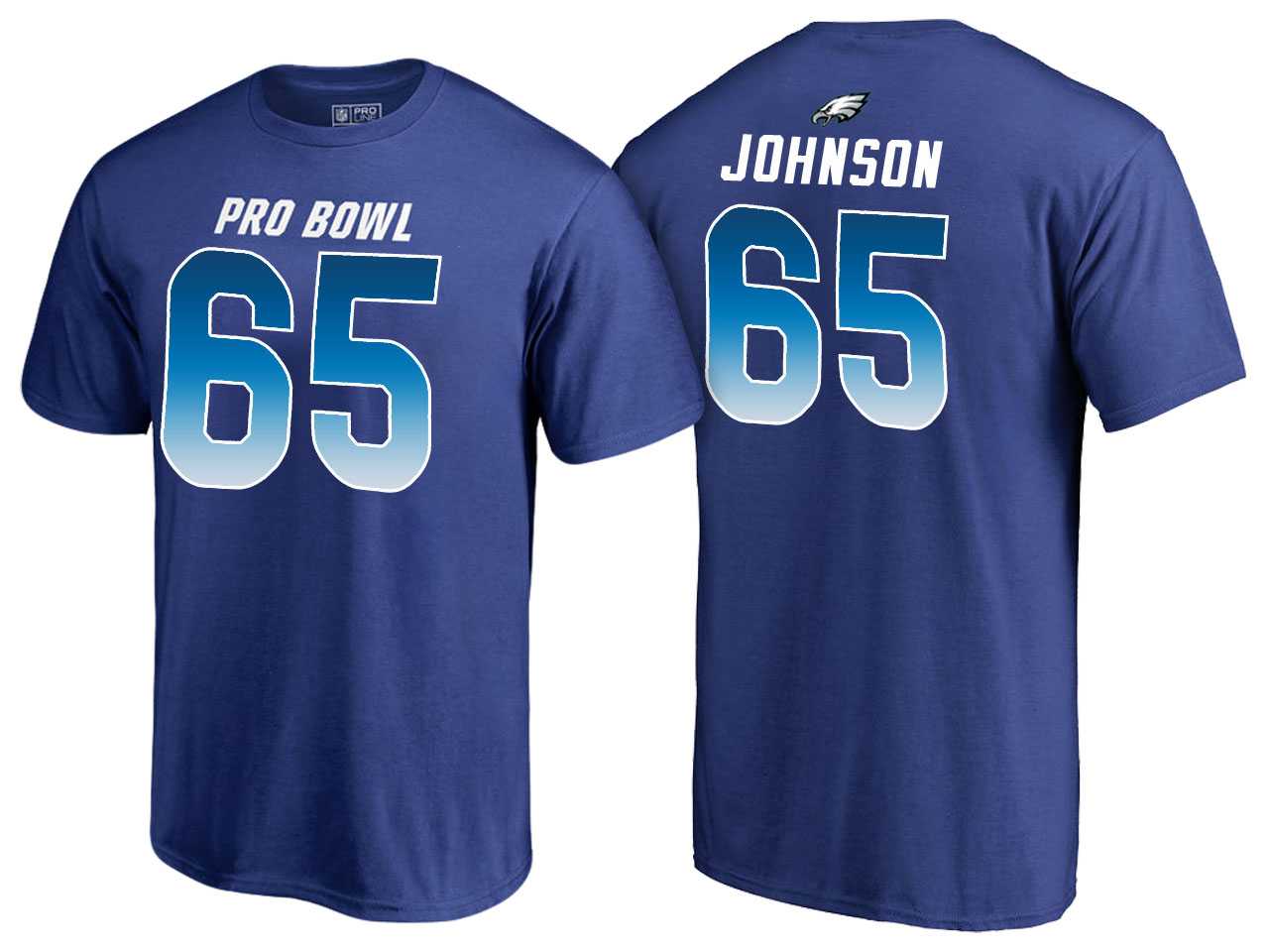 Men Lane Johnson Philadelphia Eagles NFC Royal 2018 Pro Bowl Name & Number T-Shirt