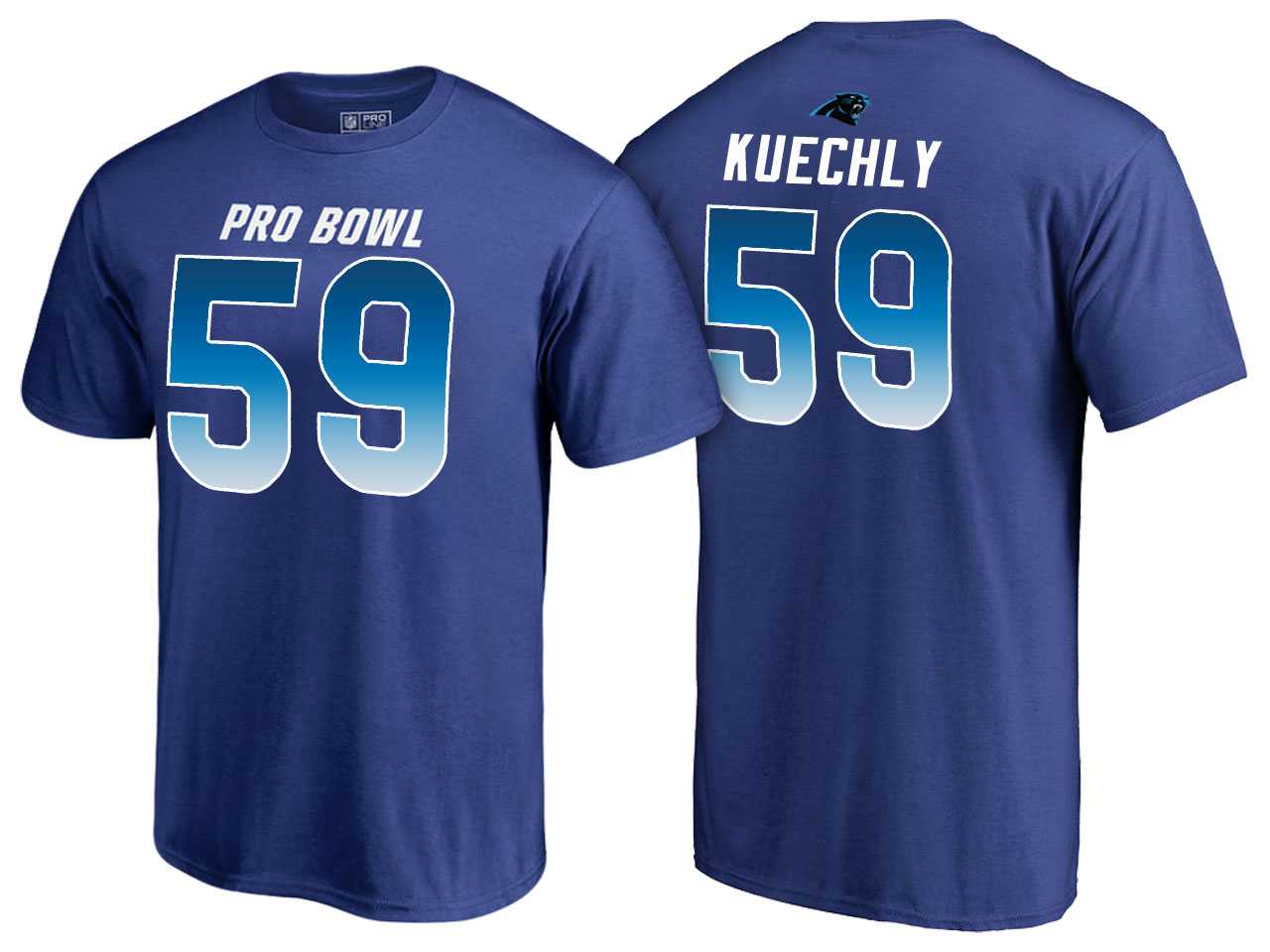Men Luke Kuechly Carolina Panthers NFC Royal 2018 Pro Bowl Name & Number T-Shirt