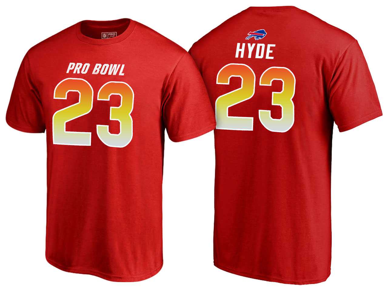Men Micah Hyde Buffalo Bills AFC Red 2018 Pro Bowl Name & Number T-Shirt