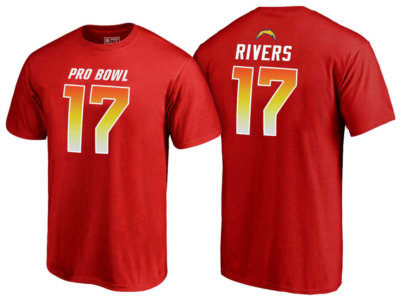 Men Philip Rivers Los Angeles Chargers AFC Red 2018 Pro Bowl Name & Number T-Shirt