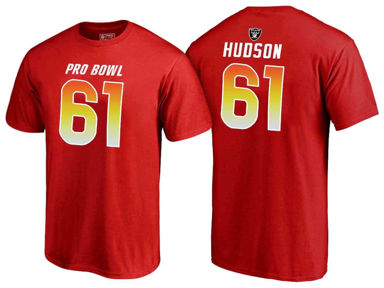 Men Rodney Hudson Oakland Raiders AFC Red 2018 Pro Bowl Name & Number T-Shirt
