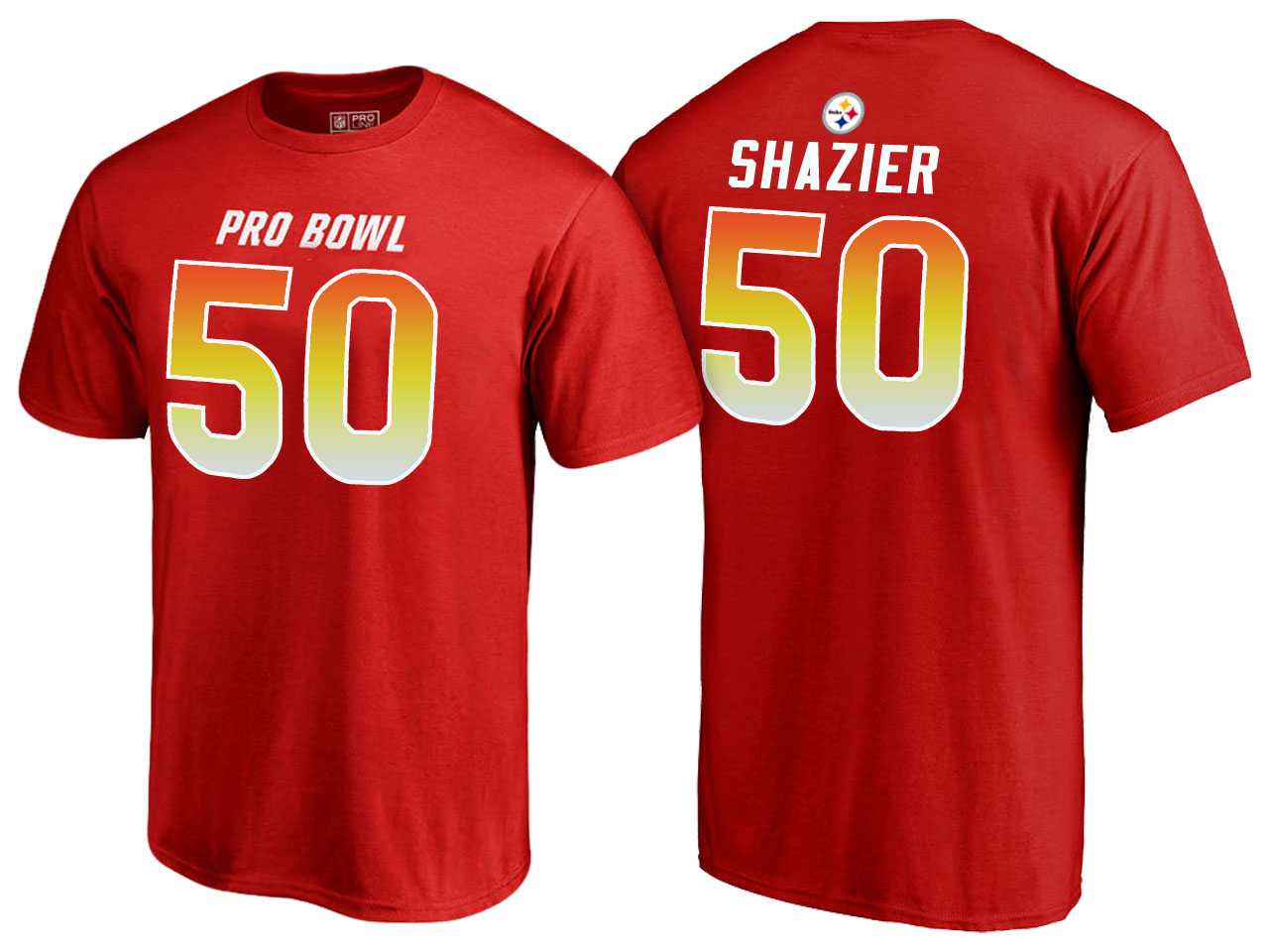 Men Ryan Shazier Pittsburgh Steelers AFC Red 2018 Pro Bowl Name & Number T-Shirt