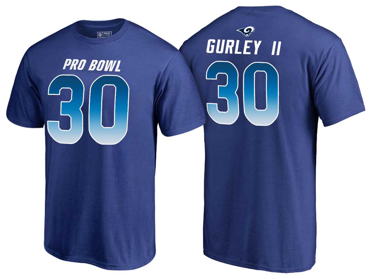 Men Todd Gurley II Los Angeles Rams NFC Royal 2018 Pro Bowl Name & Number T-Shirt