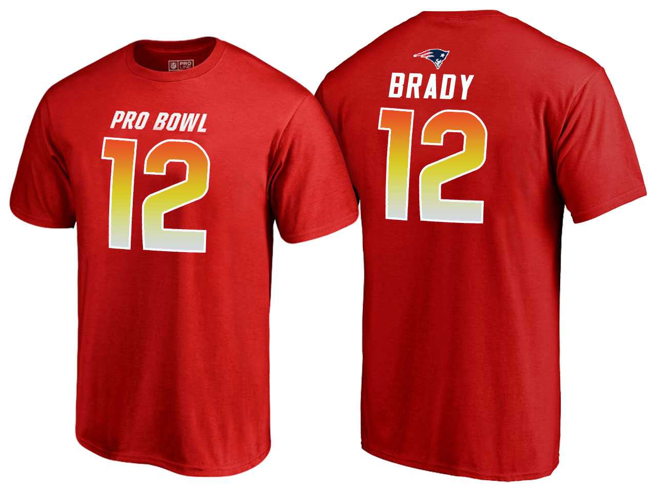 Men Tom Brady New England Patriots AFC Red 2018 Pro Bowl Name & Number T-Shirt