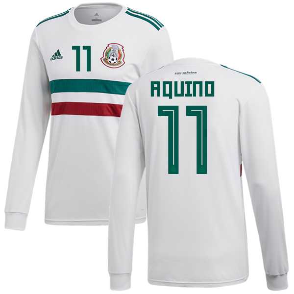 Mexico #11 Aquino Away Long Sleeves Soccer Country Jersey