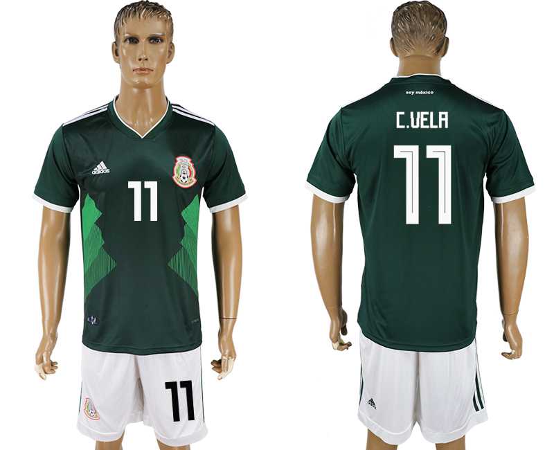 Mexico #11 C. VELA Home 2018 FIFA World Cup Soccer Jersey