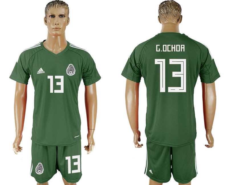 Mexico #13 G. OCHOA Military Green Goalkeeper 2018 FIFA World Cup Soccer Jersey