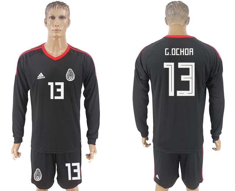Mexico #13 G.OCHOA Black Goalkeeper 2018 FIFA World Cup Long Sleeve Soccer Jersey