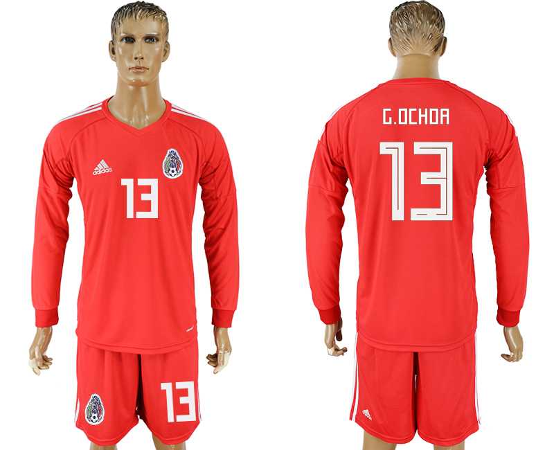 Mexico #13 G.OCHOA Red Goalkeeper 2018 FIFA World Cup Long Sleeve Soccer Jersey