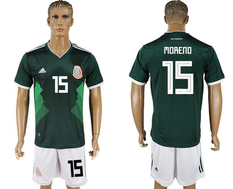 Mexico #15 MORENO Home 2018 FIFA World Cup Soccer Jersey