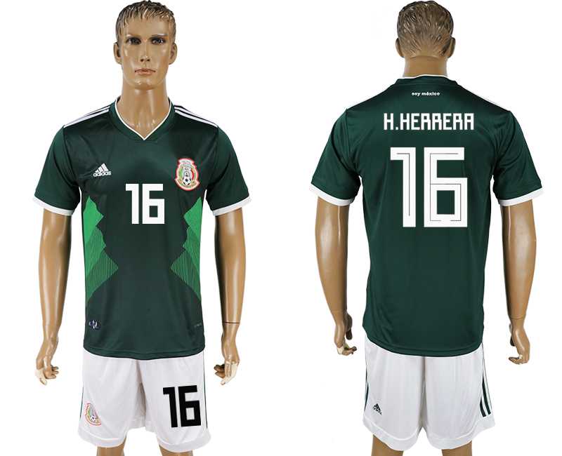 Mexico #16 H. HERRERA Home 2018 FIFA World Cup Soccer Jersey