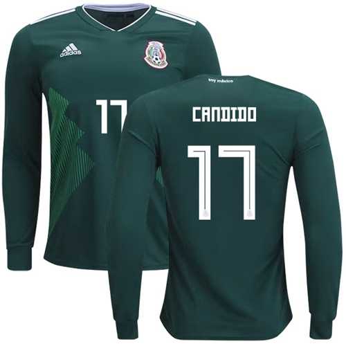 Mexico #17 Candido Home Long Sleeves Soccer Country Jersey