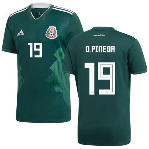 Mexico #19 O.Pineda Green Home Soccer Country Jersey