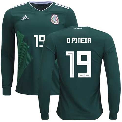Mexico #19 O.Pineda Home Long Sleeves Soccer Country Jersey