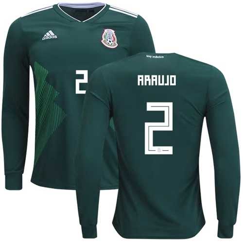 Mexico #2 Araujo Home Long Sleeves Soccer Country Jersey