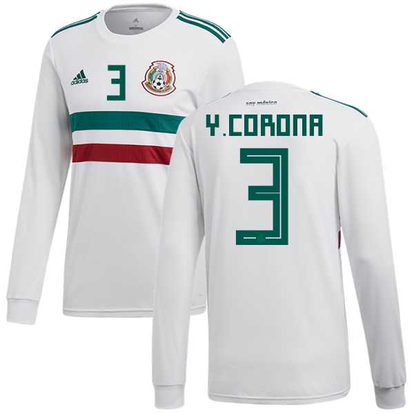 Mexico #3 Y.Corona Away Long Sleeves Soccer Country Jersey