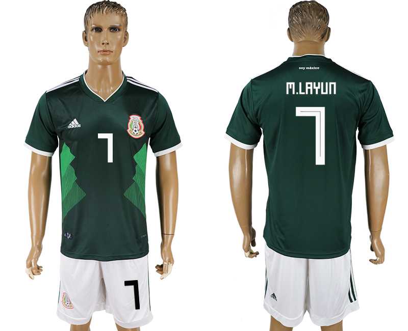 Mexico #7 M. LAYUN Home 2018 FIFA World Cup Soccer Jersey