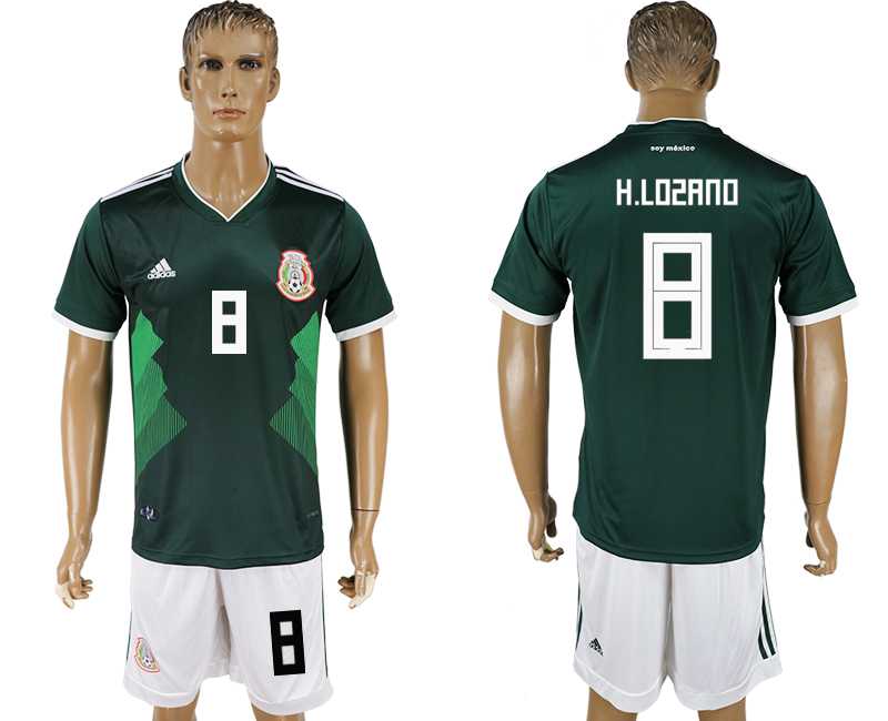 Mexico #8 H. LOZANO Home 2018 FIFA World Cup Soccer Jersey
