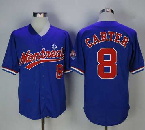 Mitchell And Ness BP Montreal Expos #8 Gary Carter Blue Throwback Stitched MLB