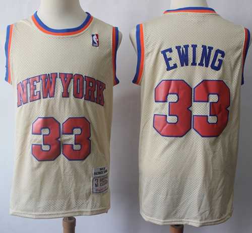 Mitchell And Ness New York Knicks #33 Patrick Ewing Cream Throwback Stitched NBA