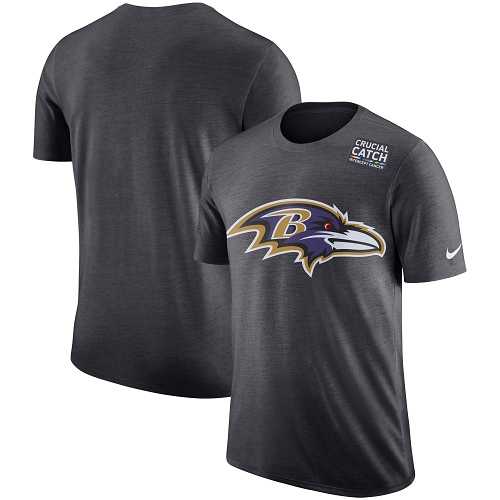 NFL Men's Baltimore Ravens Nike Anthracite Crucial Catch Tri-Blend Performance T-Shirt