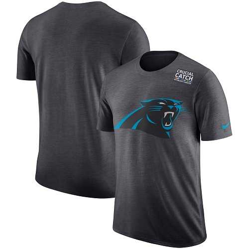 NFL Men's Carolina Panthers Nike Anthracite Crucial Catch Tri-Blend Performance T-Shirt