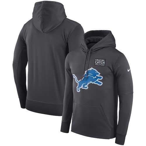 NFL Men's Detroit Lions Nike Anthracite Crucial Catch Performance Pullover Hoodie