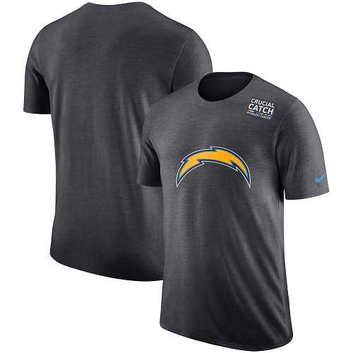 NFL Men's Los Angeles Chargers Nike Anthracite Crucial Catch Tri-Blend Performance T-Shirt