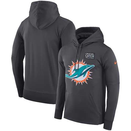 NFL Men's Miami Dolphins Nike Anthracite Crucial Catch Performance Pullover Hoodie