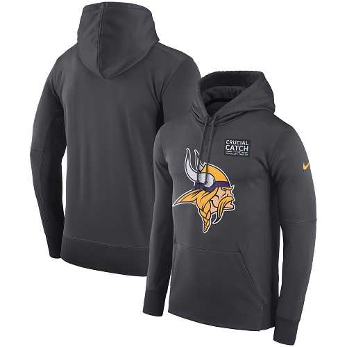 NFL Men's Minnesota Vikings Nike Anthracite Crucial Catch Performance Pullover Hoodie