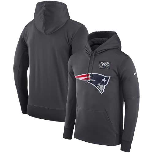 NFL Men's New England Patriots Nike Anthracite Crucial Catch Performance Pullover Hoodie